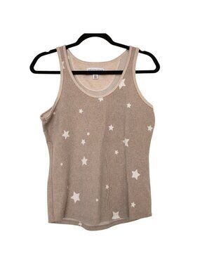 Live Love Lounge Beige Star Print Sleeveless PJ Tank Top S